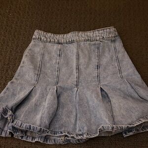 Denim Blue Pleated Skirt
